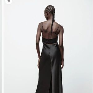 Zara Satin Effect Cut Out Dress Black
